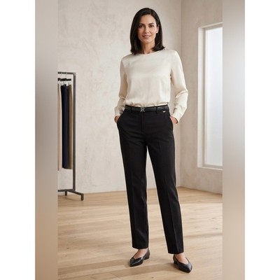 RIANI Black Straight Leg Dress Pants Trouser Crease Size German 40 US 10