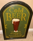 Vintage Cold Beer Wall Hanging Wood Sign Plaque Man Cave 24”