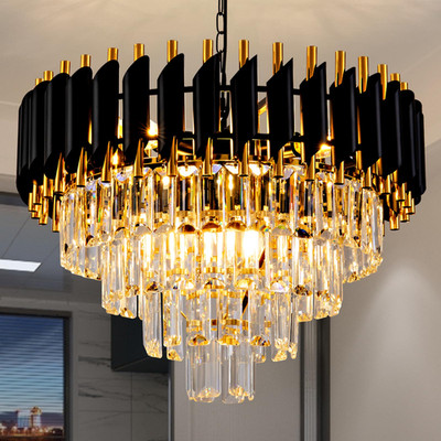 Aixialin Modern Chandelier Gold And Black Crystal Chandeliers 4-Tier 20 Inch