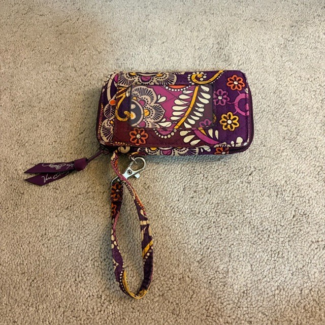 Vera Bradley Zip Around Wallet Wristlet Safari Sunset Purple Orange