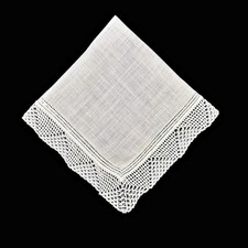 Heirloom Crochet Lace Wedding Handkerchief Bride Cottagecore Vintage Dainty