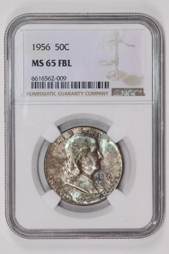 1956 FRANKLIN HALF DOLLAR NGC MS65 FBL