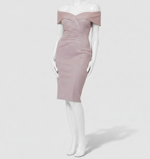Xscape Women's Pink Blush Galaxy Off-the-Shoulder Glitter Dress Size-8