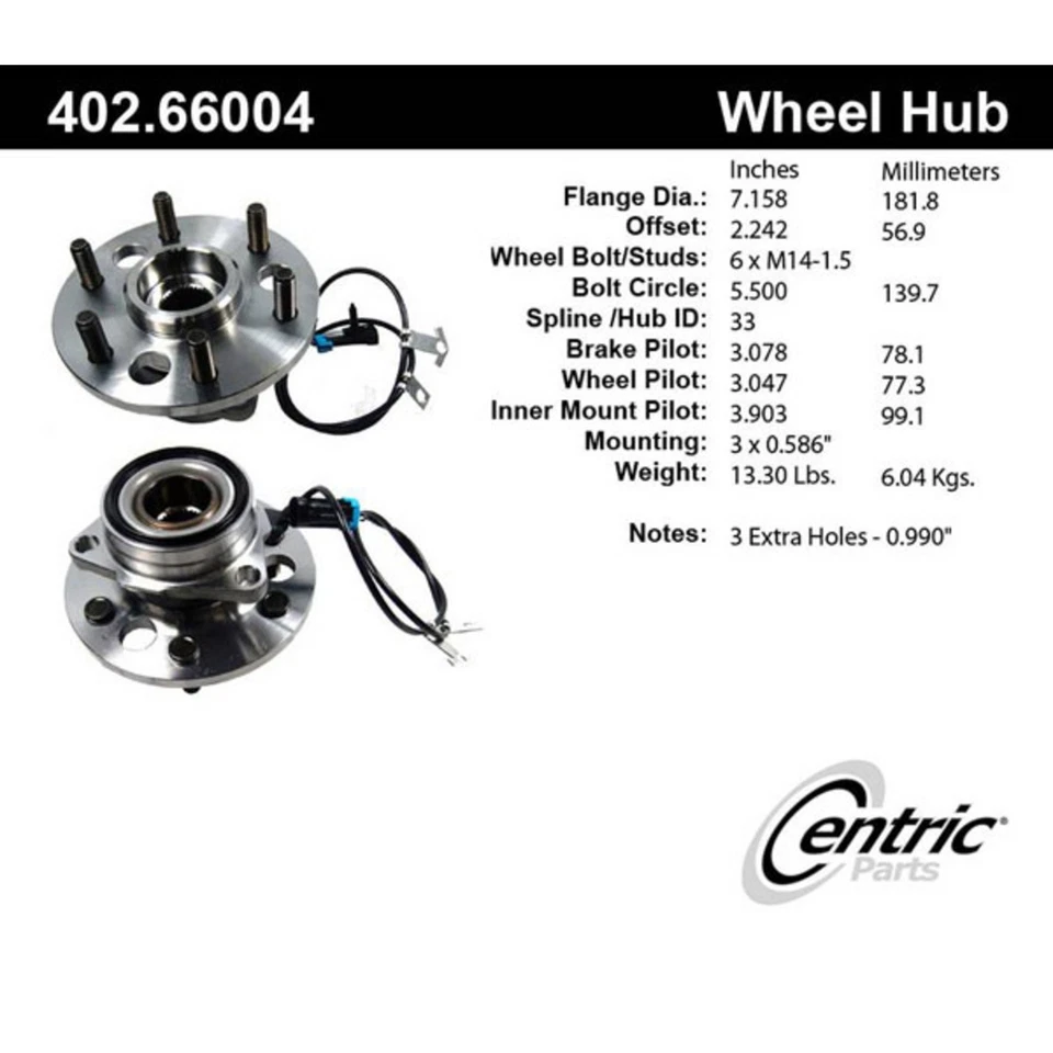 402.66004E Buje de rueda centrado lado conductor o pasajero delantero 4x4 4x4 para Chevy Foto 3 de 3