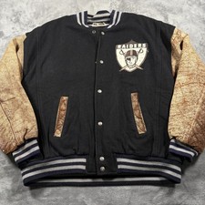Vintage 90s Mirage Las Vegas Raiders Football Varsity Jacket Mens Medium Black