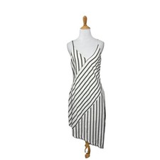 Mink Pink White Black Striped Asymmetrical Bodycon Mini Dress Juniors Sz Medium