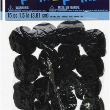 15 Black 1.5" Pom Poms for Crafts and DIY
