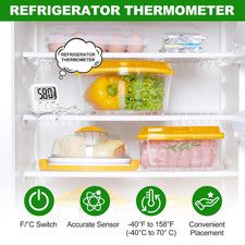 3 Pack Digital Thermometer with External Sensor Fridge Thermometer Freezer Wa...