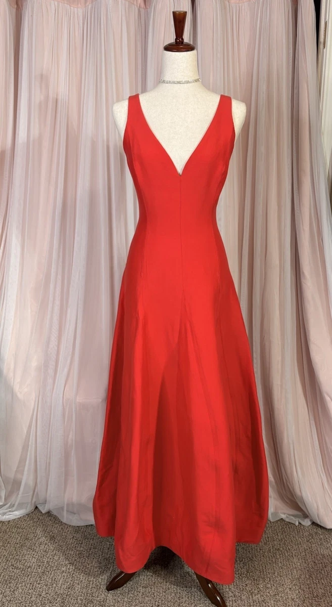halston heritage red dress Halston Heritage Front Tie Detail Gown in Rose Red