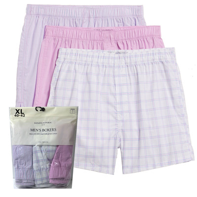 Banana Republic Boxers 3 Pair Men's XL Orchid Plaid Striped Boxer Shorts