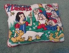 Vintage Disney Snow White & the 7 Dwarfs Accent Pillow Corduroy back 9x7x3 Cute!