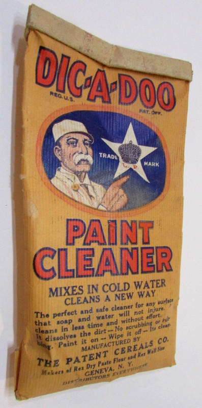 Antique 1890's Half Full Small Paper Bag Dic-A-Doo Paint Cleaner Patent Cereals