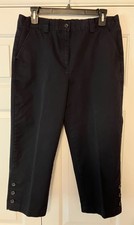 Land's End Womens Button-Cuff Cropped Pants Navy sz 8P