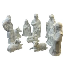 Vintage  Nativity Collectibles 10-Piece Bisque Porcelain Set-Ready To Paint!