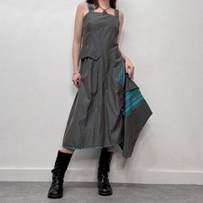 pinstripe nylon asymmetric maxi dress Uk 8