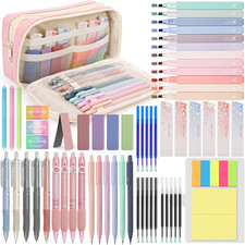 61 PCS Aesthetic School Supplies with Cute Pencil Case, Pastel No Bleed Highligh