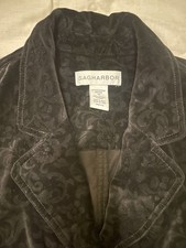 Vintage Sag Harbor Black Velvet Floral Embossed Blazer Size 12 Cotton