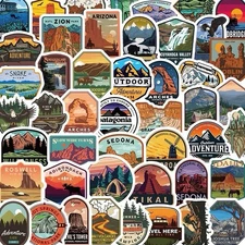50 Pcs Random National Park Outdoor Nature Camping Waterproof Hiking Stickers