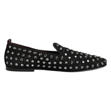 DOLCE & GABBANA Shoes Black Crystal Embellished Loafers Dress EU44 /US11 2930usd