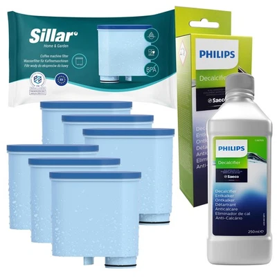 6x Wasserfilter Sillar ersatz von Philips AquaClean + Philips Saeco Entkalker