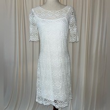 Ralph Lauren White Lace 100 Cotton Boatneck Dress