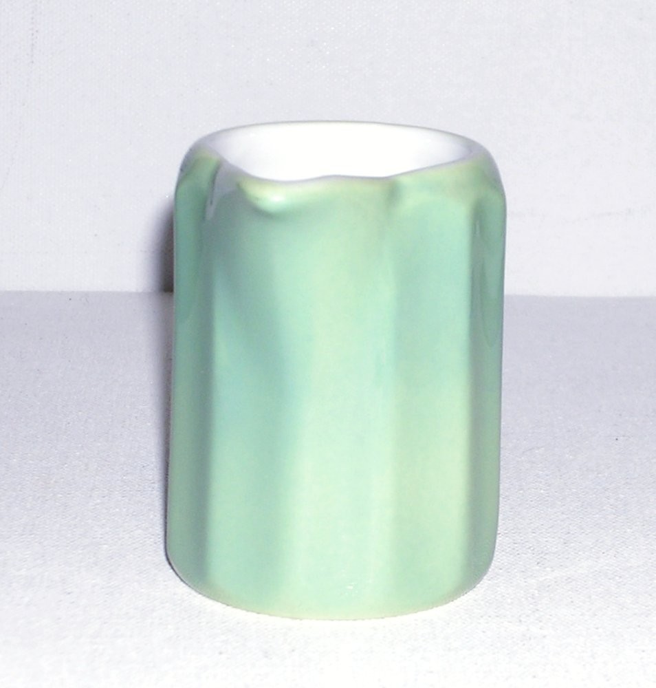 Vintage O.P. CO. Grayish Green & White Creamer Syrup Paneled Sides Shaped Handle