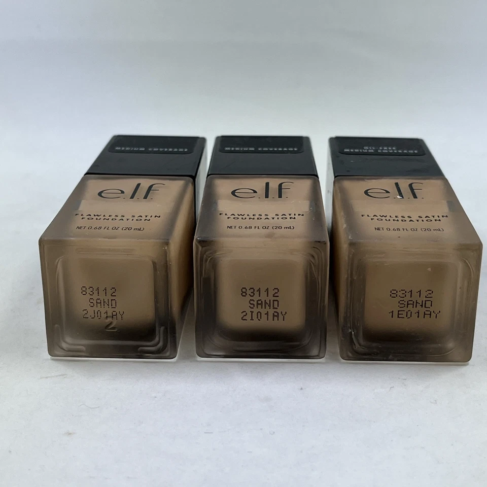ELF Flawless Satin Foundation 300 Sand Medium Coverage .68 oz. New Lot Of 3 - Image 3 of 4