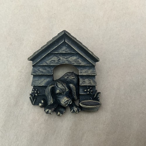 Vintage Bronze Dog/ Doghouse Brooch Pin