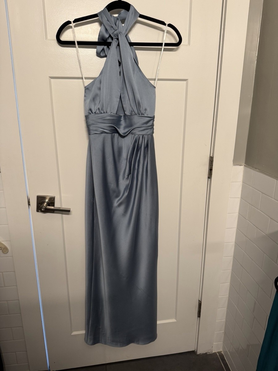 shona joy grey dress Shona Joy - La Lune High Neck Cowl Maxi Dress - Graphite