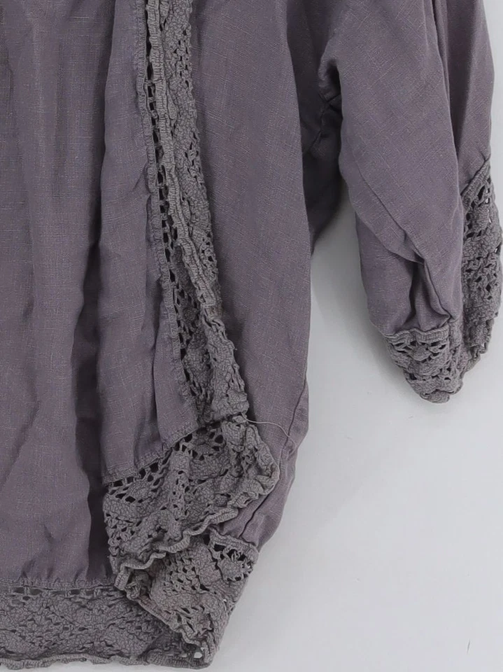 Cárdigan para mujer Poetry UK 10 gris lino con algodón cuello en V Foto 4 de 4