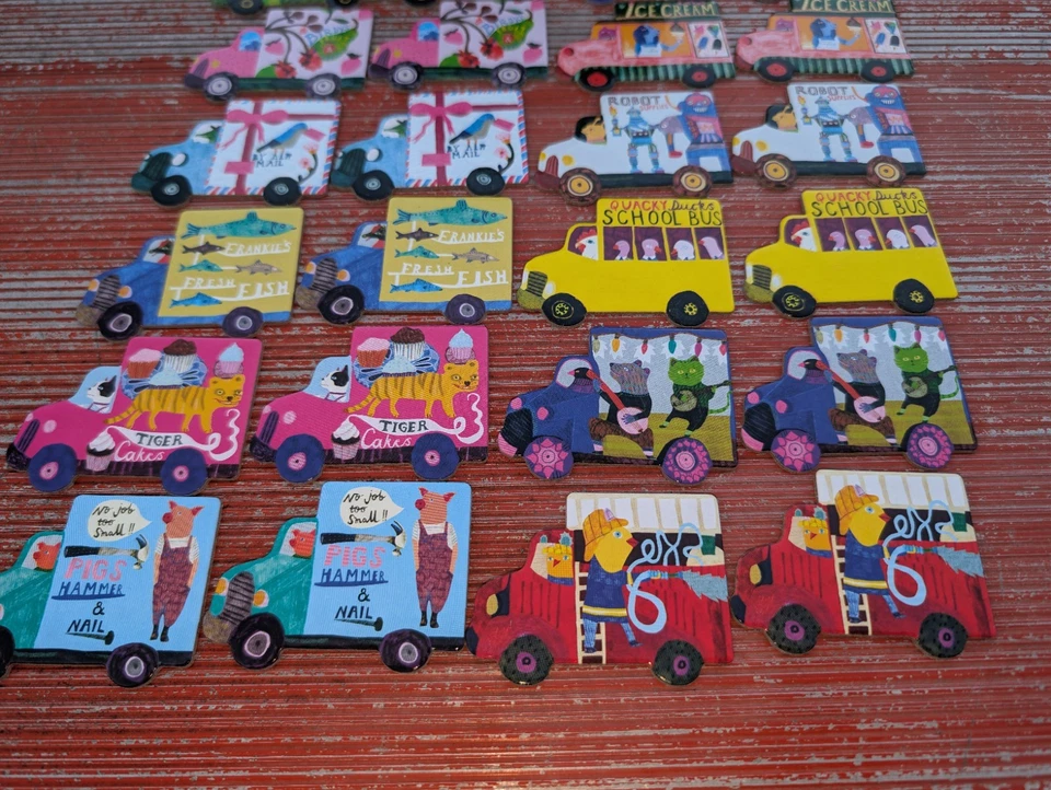 2021 eeBoo Trucks and a Bus Little Memory Matching Game 12 Shaped Pairs Best Toy - Image 4 of 4
