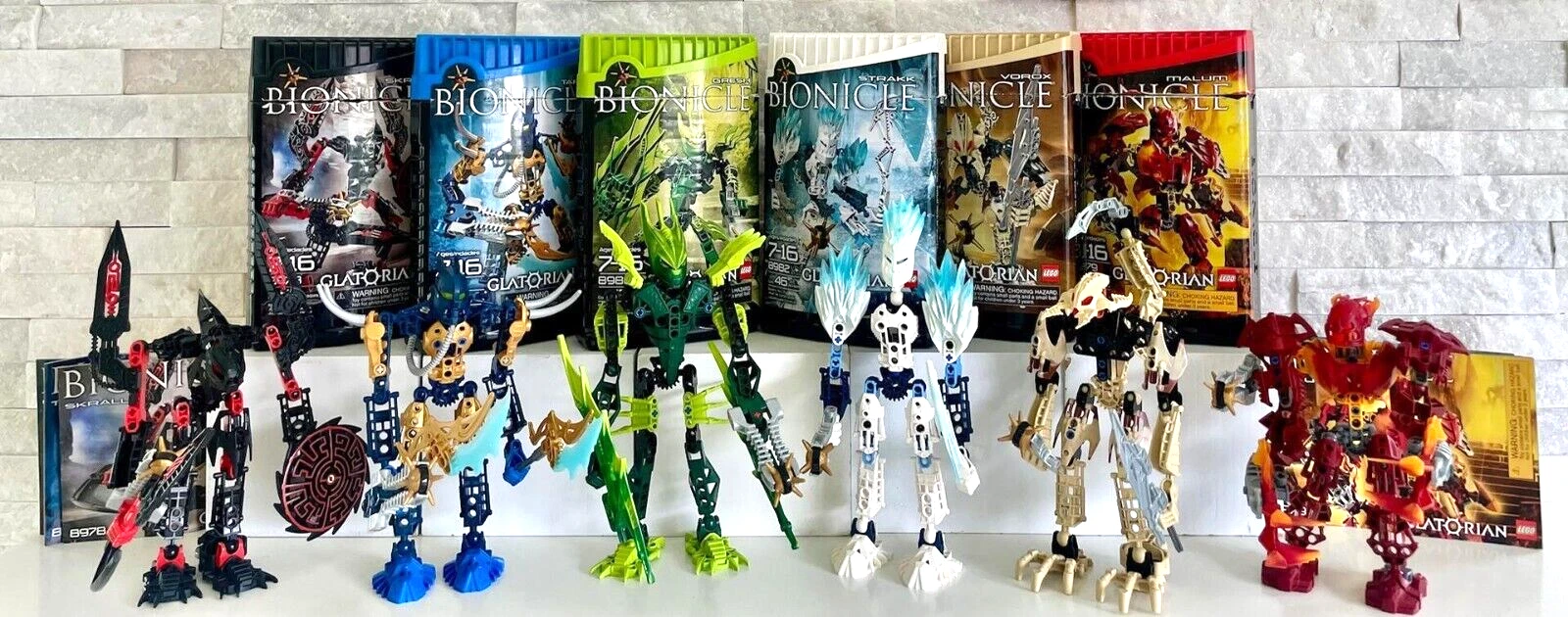 Bionicle Glatorian: 8978, 8979, 8980, 8981, 8982 , 8983 + Canisters & Manuals
