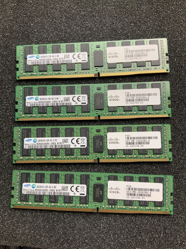 Lot of 4 Cisco UCS-MR-1X162RU-A 16GB DDR4-2133 PC4-17000 ECC RDIMM Server Memory - Image 1 of 1