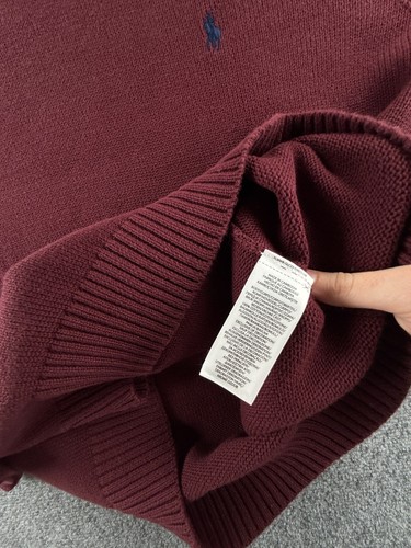 NWOT Polo Ralph Lauren Cotton Crewneck Sweater Red Wine XL Heavyweight Pullover - Picture 10 of 19