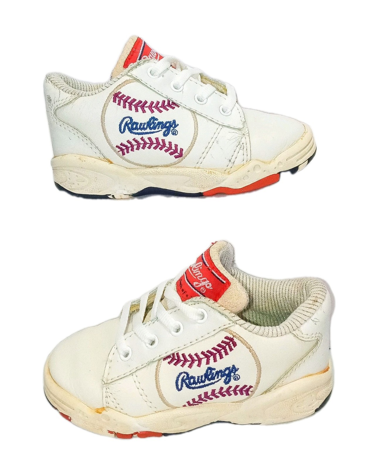 Vintage 1995 Rawlings Curveball Toddler Sneakers Leather Baseball Size 7