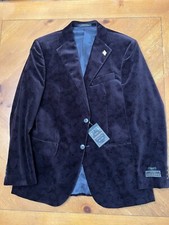Made In USA 40R Velvet Jacket , Jos Bank Blazer - BURGUNDY - DINNER JACKET