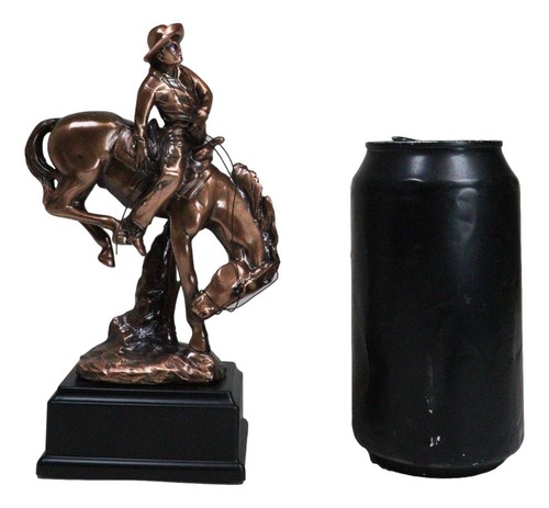 Ebros Rustic Western Rodeo Cowboy W/ Bucking Horse Bronze Electroplated Figurine - Bild 9 von 9