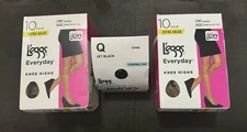 LEGGS Everyday Knee Highs Reinforced Toe 20 Nude & 1 sheer Q Tights NEW 3pc