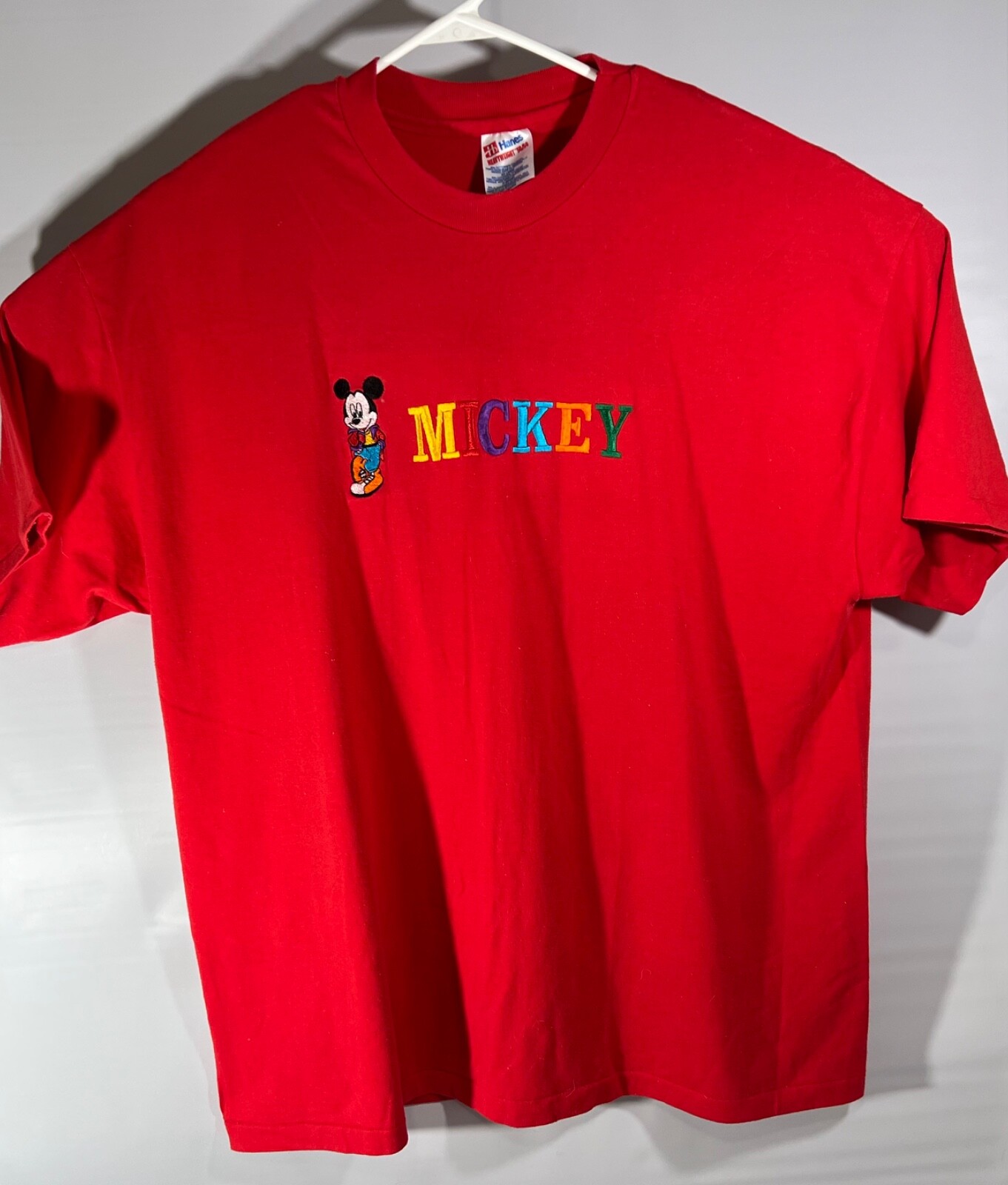 Hanes, Vtg Mickey Mouse Disney Size XXL Hanes Single Stitch Shirt 90s Embroidered