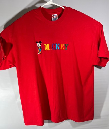 Hanes, Vtg Mickey Mouse Disney Size XXL Hanes Single Stitch Shirt 90s Embroidered