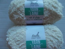 Needle Crafters Soft & Fluffy plush/fleece yarn, Cream, lot of 2 (40 yds ea)