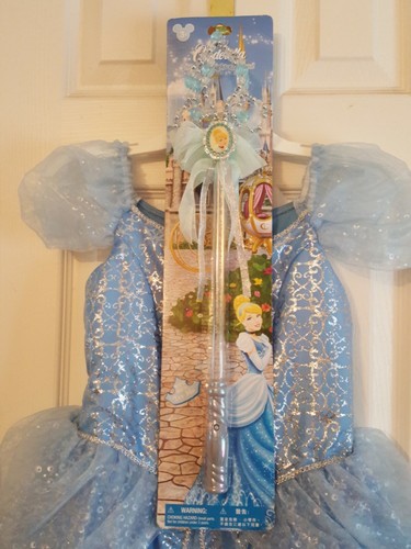 New Disney Store Cinderella Costume Dress and Magical Light Up Wand - Picture 4 of 11