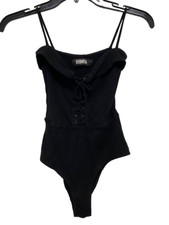 Reformation Lace-Up Body Suit Black bodysuit Size Small A001422
