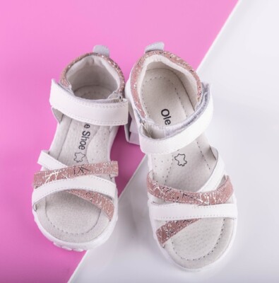 Girls White And Pink Sandals