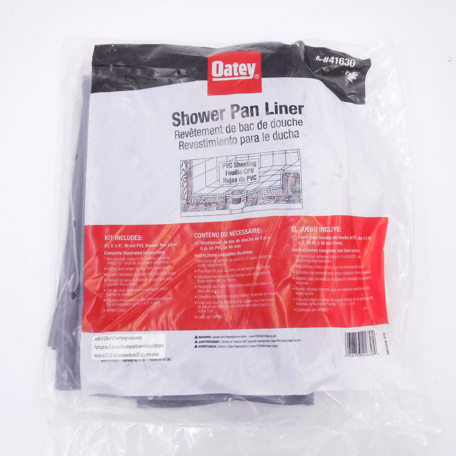 OATEY Shower Pan Liner 6 ft. AbrasionResistant Flexible Vinyl Gray