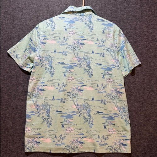 Izod Saltwater polo shirt mens M green blue AOP Hawaiian beach golf performance - Picture 4 of 9