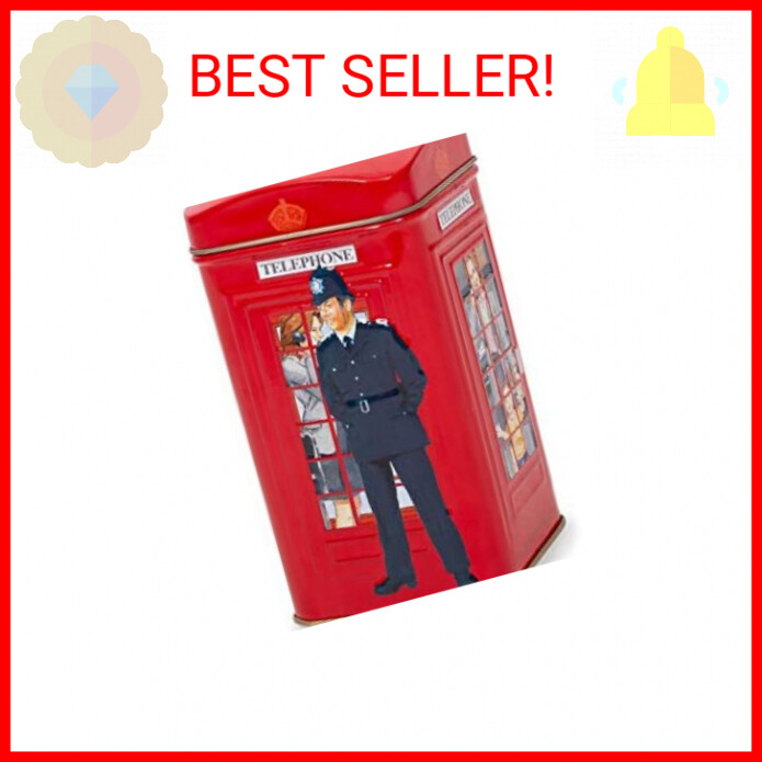 Ahmad Tea London Telephone Box Caddy Gift Tin, 20 Teabag, English Breakfast