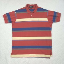VTG Polo Ralph Lauren Men's Stripped Polo Shirt Size XL Made in USA RARE