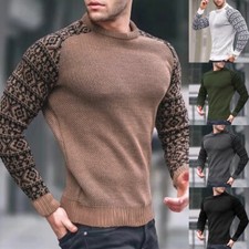 Men's Jumpers Long Sleeve Sweater Knitted Crew Neck Jumper Slim Fit Casual Tops