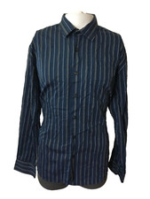 Van Heusen Men's Blue Stripped Button Up Long Sleeve Shirt Size XL 17-17 1/2